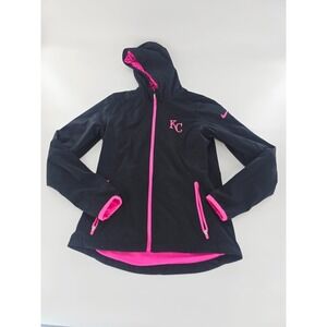 Nike Golf Jacket Womens Sz S Black Pink Dri Fit Lightweight Full Zip KC Royals